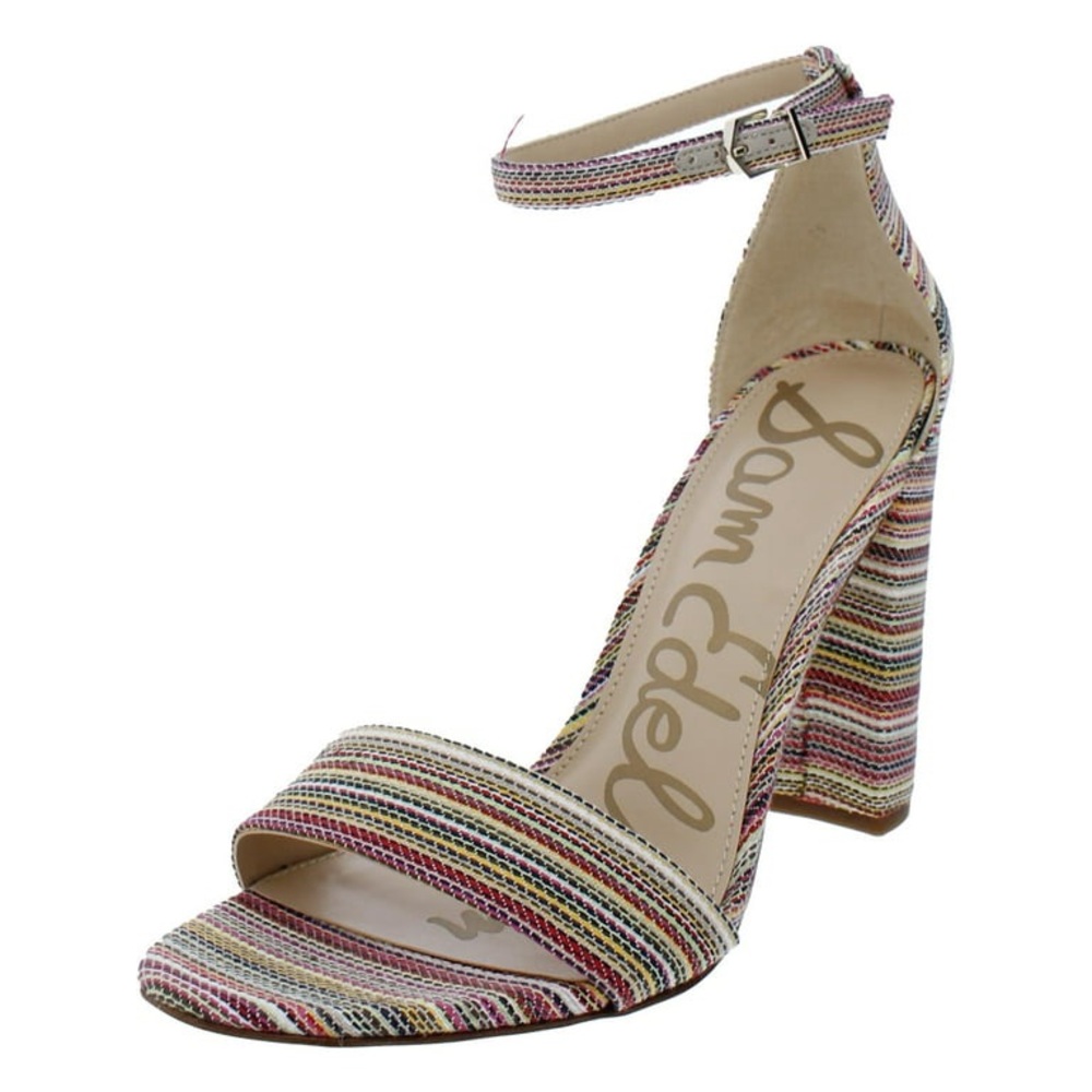 Sam Edelman Womens Yaro Striped Block Heel Evening Sandals Rainbow Size 9 EUC